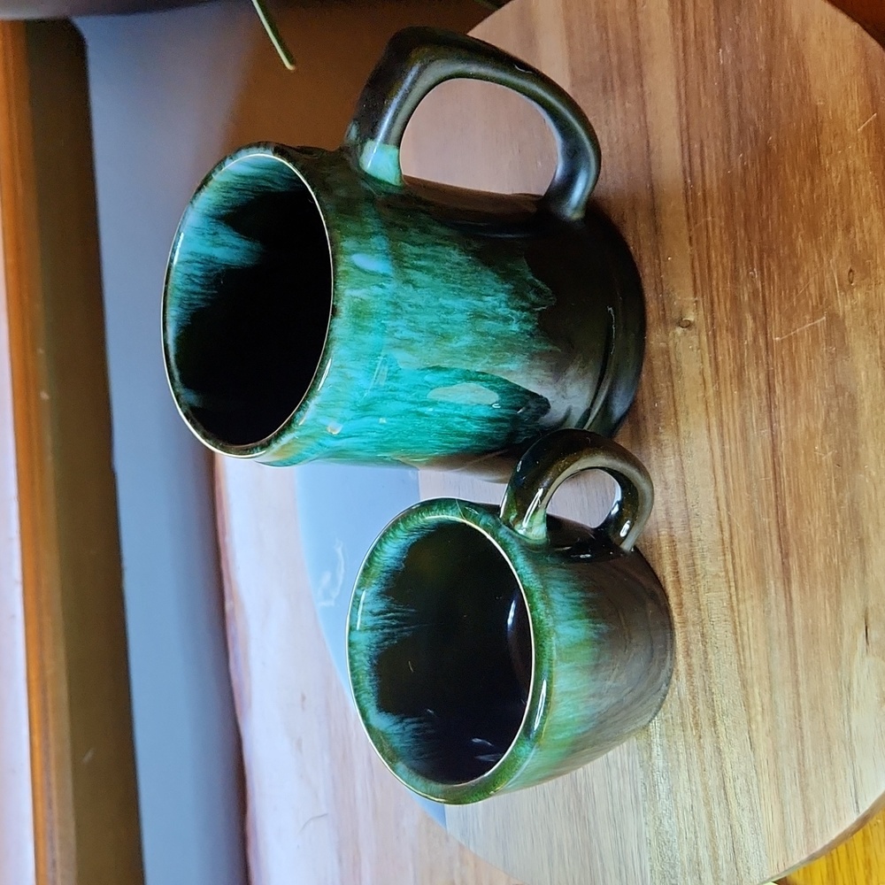 Blue Mountain 1970s Canada Green Drip glaze Pottery Mug and Cup - Picture 1 of 14